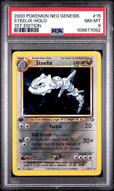 2000 Pokemon Neo Genesis 1st Edition 15 Steelix-holo PSA 8