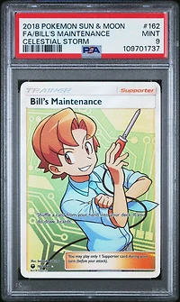 2018 Pokemon Sun & Moon Celestial Storm 162 Full Art/bill's Maintenance PSA 9