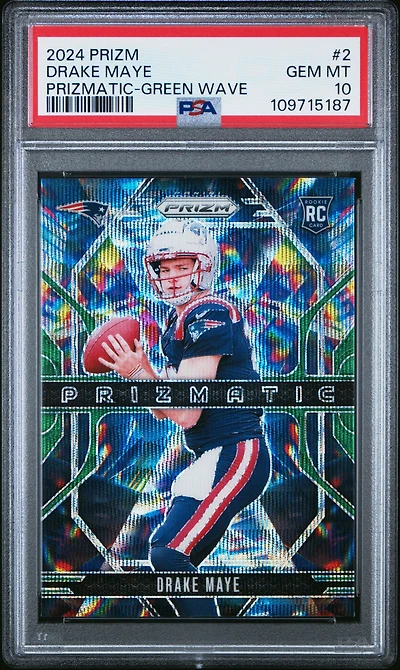 2024 Panini Prizm Prizmatic 2 Drake Maye Green Wave PSA 10