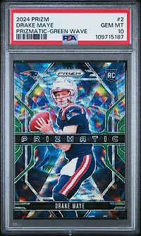 2024 Panini Prizm Prizmatic 2 Drake Maye Green Wave PSA 10