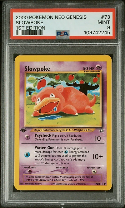 2000 Pokemon Neo Genesis 1st Edition 73 Slowpoke PSA