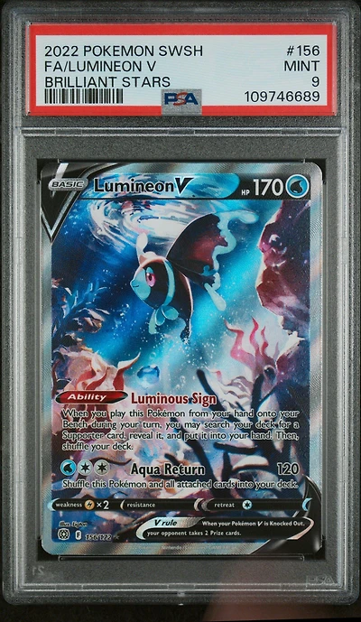 2022 Pokemon Sword & Shield Brilliant Stars Full Art/lumineon V PSA