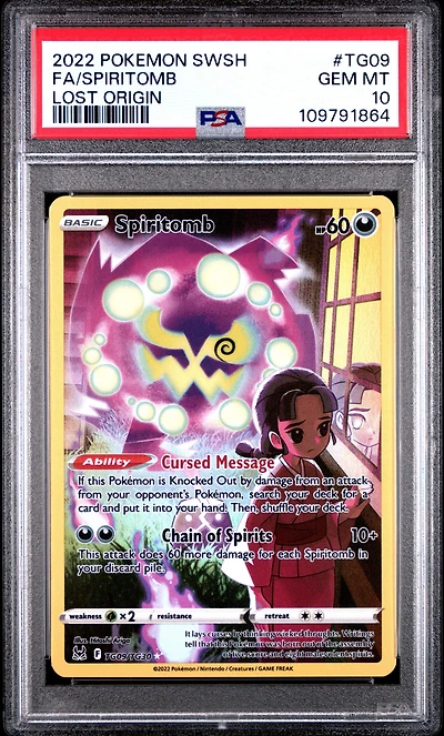2022 Pokemon Sword & Shield Lost Origin Tg09 Full Art/spiritomb PSA