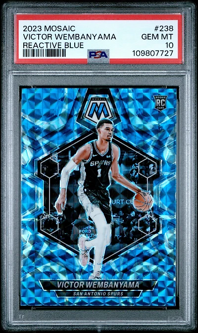 2023 Panini Mosaic 238 Victor Wembanyama Reactive Blue PSA 10