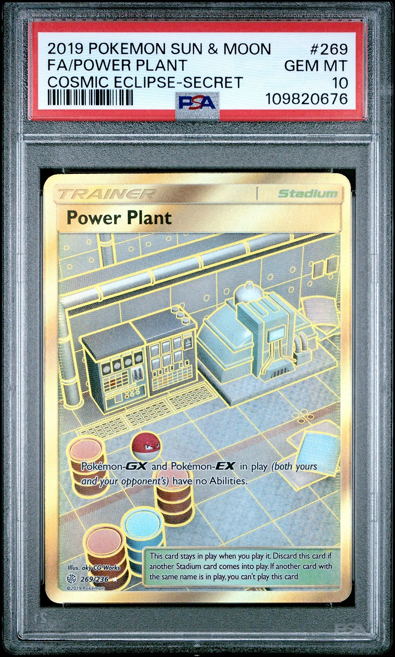 2019 Pokemon Sun & Moon Cosmic Eclipse 269 Full Art/power Plant Secret PSA 10