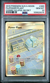 2019 Pokemon Sun & Moon Cosmic Eclipse 269 Full Art/power Plant Secret PSA 10