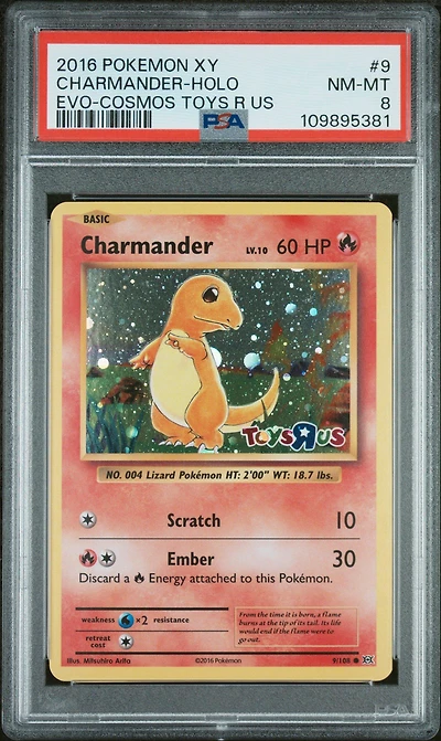 2016 Pokemon Xy Evolutions 9 Charmander-holo Cosmos-toys R Us PSA