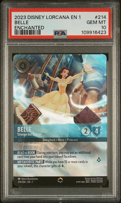 2023 Disney Lorcana En 1-the First Chapter 214 Belle - Strange But Special Enchanted PSA 10