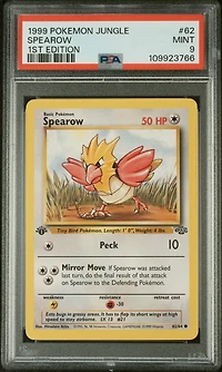 1999 Pokemon Jungle 62 Spearow 1st Edition PSA 9