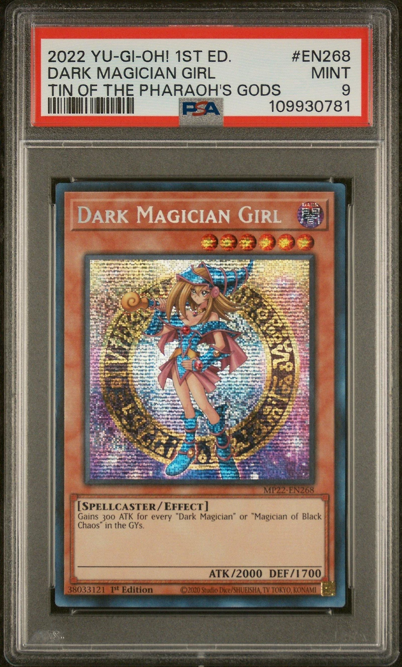 2022 Yu-gi-oh! Tin Of The Pharaoh's Gods En268 Dark Magician Girl 1st Edition PSA