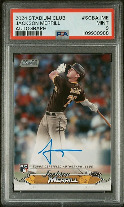 2024 Topps Stadium Club Base Autographs Scbajme Jackson Merrill PSA 9