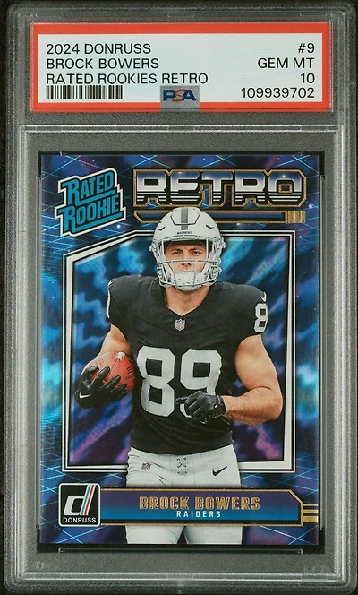 2024 Panini Donruss Rated Rookies Retro 9 Brock Bowers PSA 10