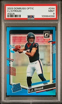 2023 Panini Donruss Optic 244 Cj Stroud Aqua PSA 9