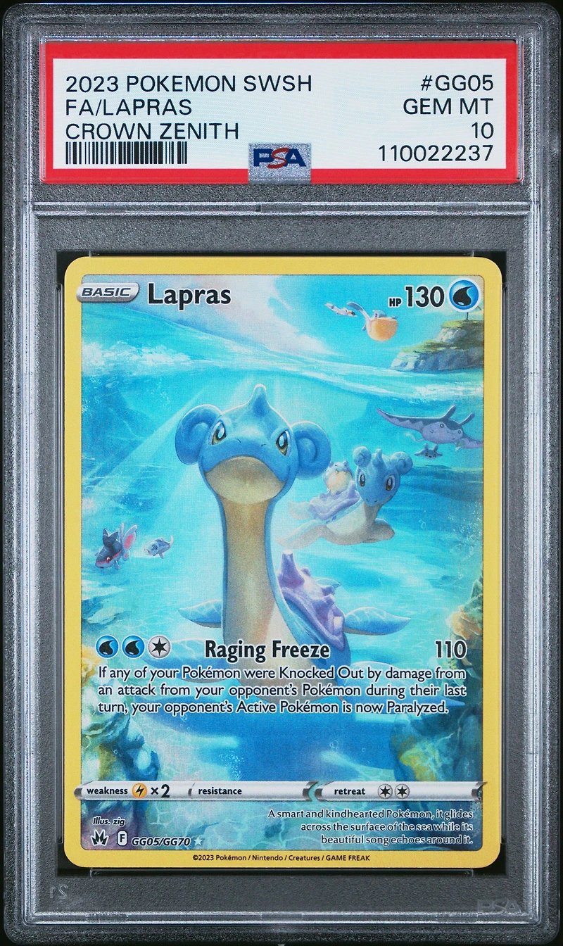 2023 Pokemon Sword And Shield Crown Zenith Gg05 Full Art/lapras PSA