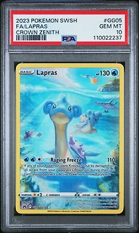 2023 Pokemon Sword And Shield Crown Zenith Gg05 Full Art/lapras PSA