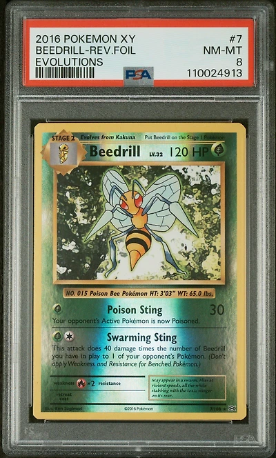 2016 Pokemon Xy Evolutions 7 Beedrill-reverse Foil PSA
