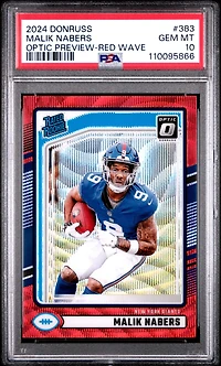 2024 Panini Donruss 383 Malik Nabers Optic Preview-red Wave PSA 10