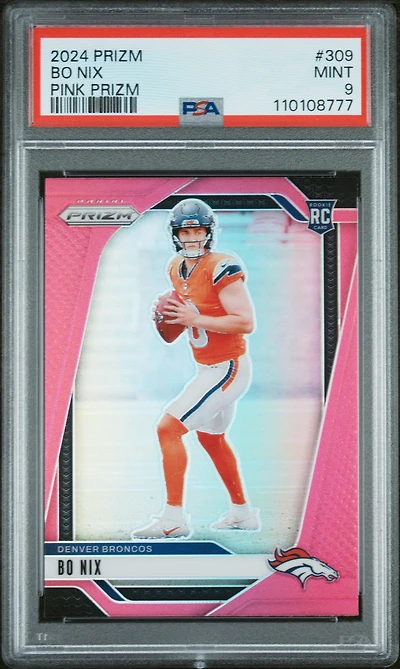 2024 Panini Prizm 309 Bo Nix Pink Prizm PSA 9