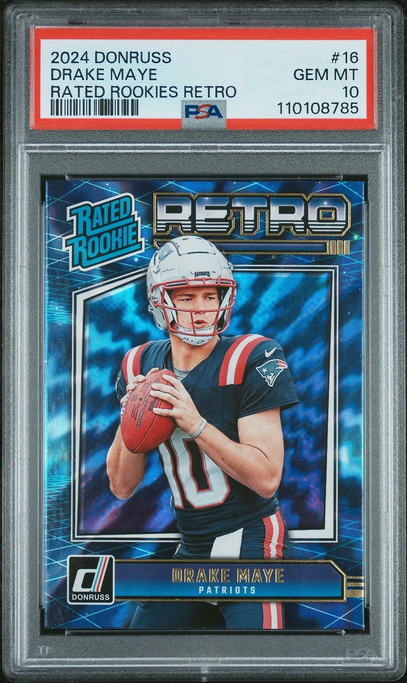 2024 Panini Donruss Rated Rookies Retro 16 Drake Maye PSA 10