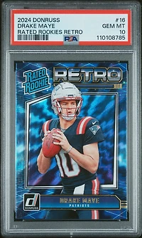 2024 Panini Donruss Rated Rookies Retro 16 Drake Maye PSA 10