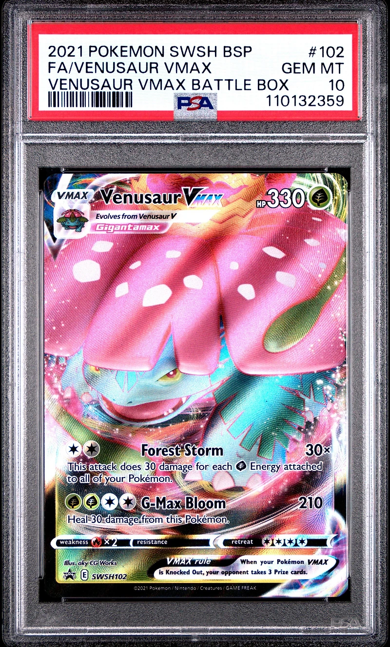 2021 Pokemon Swsh Black Star Promo 102 Full Art/venusaur Vmax Venusaur Vmax Battle Box PSA