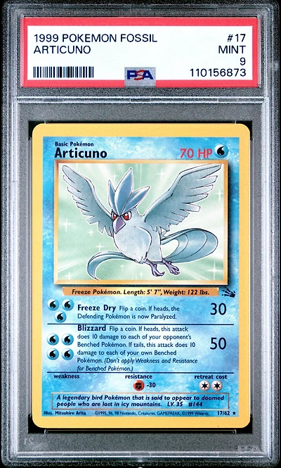 1999 Pokemon Fossil 17 Articuno PSA