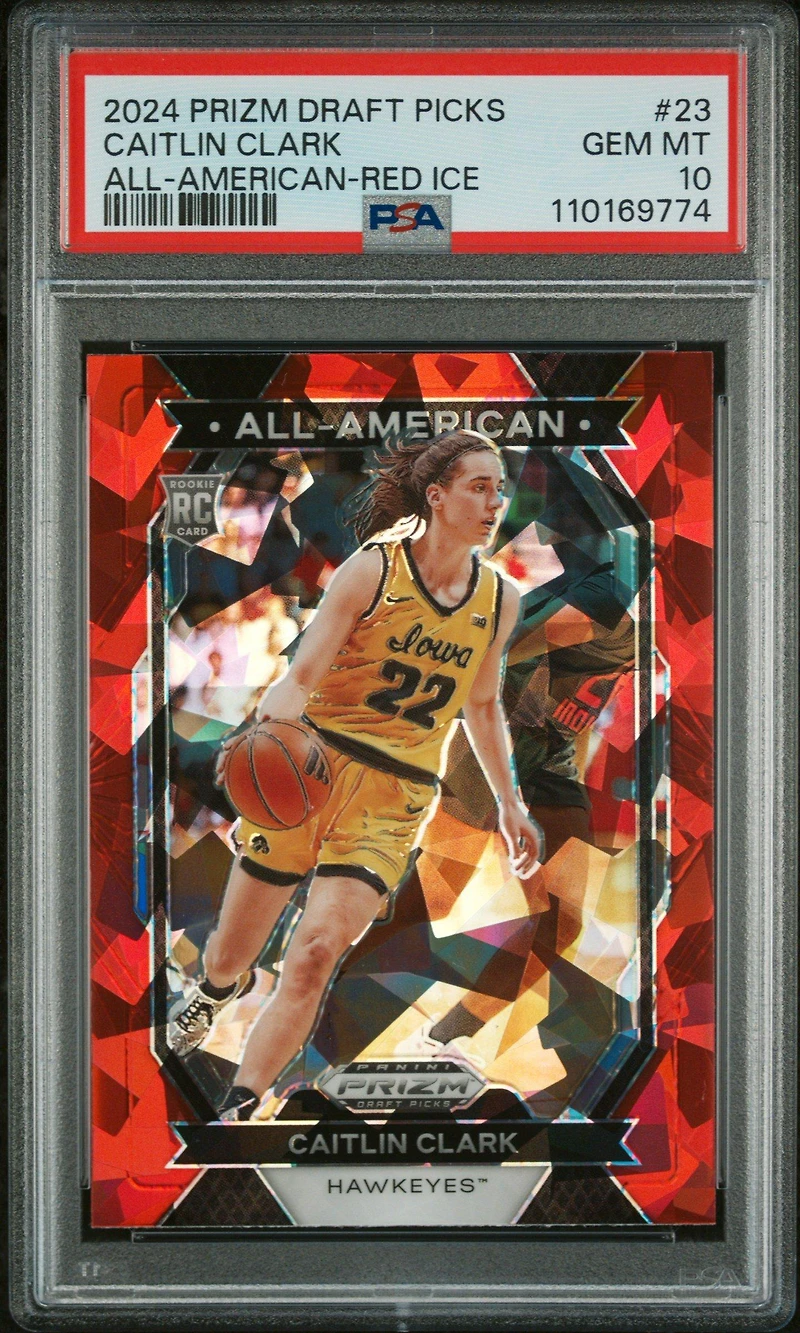 2024 Panini Prizm Draft Picks All-american 23 Caitlin Clark Red Ice PSA 10
