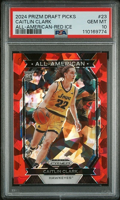 2024 Panini Prizm Draft Picks All-american 23 Caitlin Clark Red Ice PSA 10