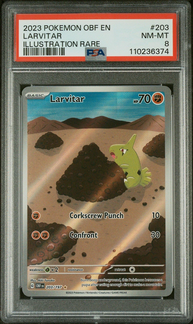 2023 Pokemon Obf En-obsidian Flames 203 Larvitar Illustration Rare PSA