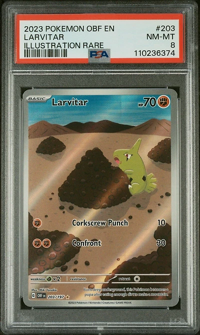 2023 Pokemon Obf En-obsidian Flames 203 Larvitar Illustration Rare PSA