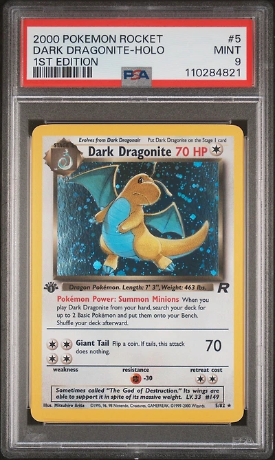 2000 Pokemon Rocket 5 Dark Dragonite-holo 1st Edition PSA