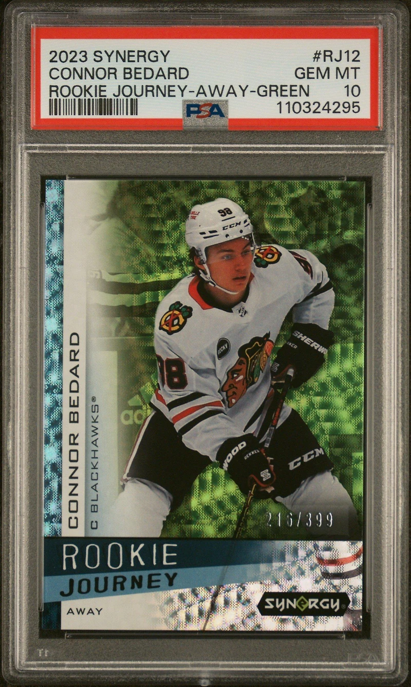2023 Upper Deck Synergy Rookie Journey Rj12 Connor Bedard Away-green PSA 10
