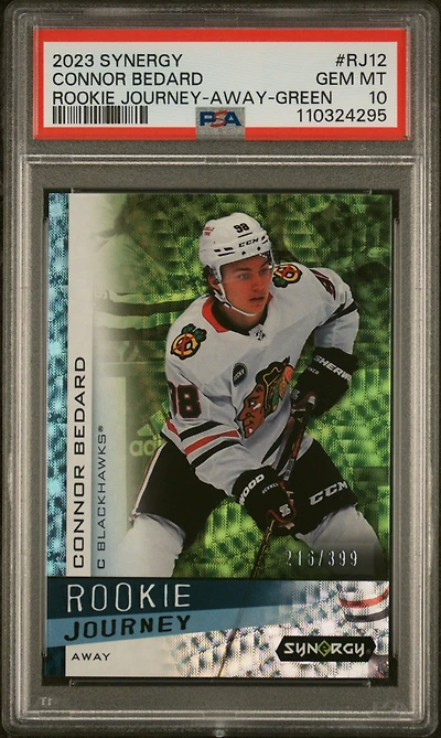 2023 Upper Deck Synergy Rookie Journey Rj12 Connor Bedard Away-green PSA 10