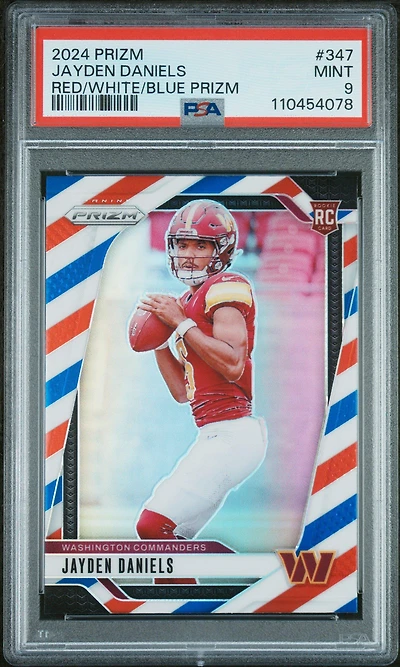 2024 Panini Prizm 347 Jayden Daniels Red/white/blue Prizm PSA