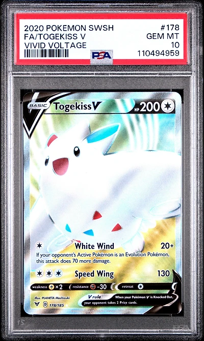 2020 Pokemon Sword & Shield Vivid Voltage 178 Full Art/togekiss V PSA