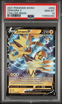 2021 Pokemon Sword & Shield Chilling Reign 053 Zeraora V PSA 10