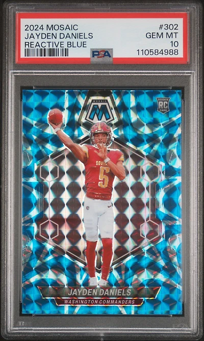 2024 Panini Mosaic 302 Jayden Daniels Reactive Blue PSA 10