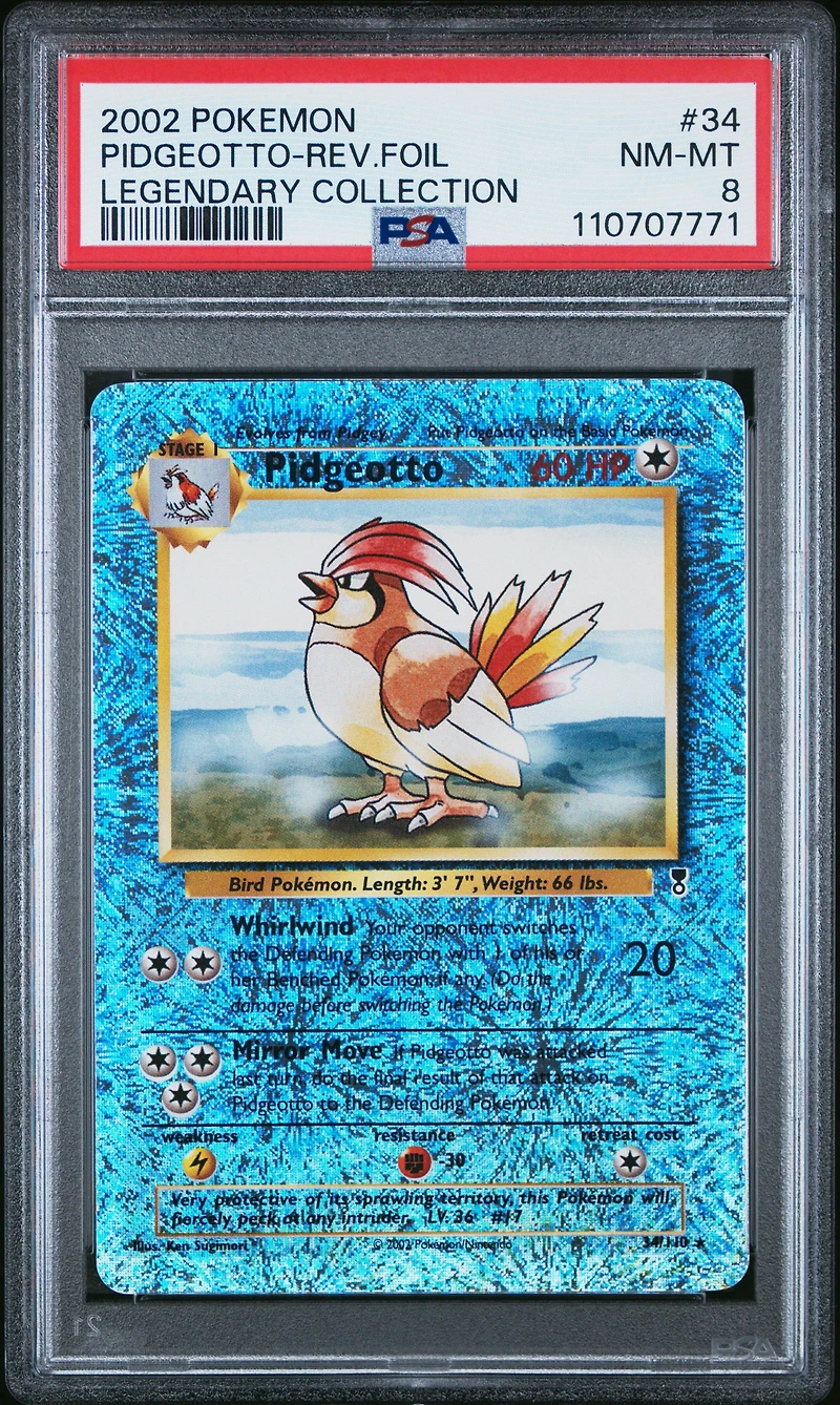 2002 Pokemon Legendary Collection 34 Pidgeotto-reverse Foil PSA 8