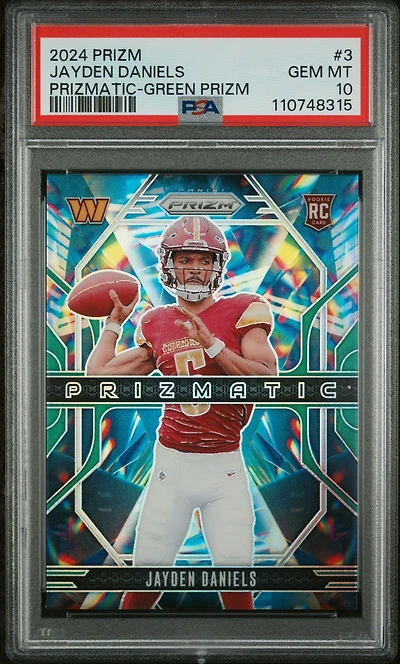 2024 Panini Prizm Prizmatic 3 Jayden Daniels Green Prizm PSA 10