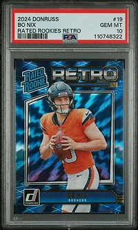 2024 Panini Donruss Rated Rookies Retro 19 Bo Nix PSA 10