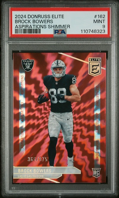 2024 Panini Donruss Elite 162 Brock Bowers Aspirations Shimmer PSA 9