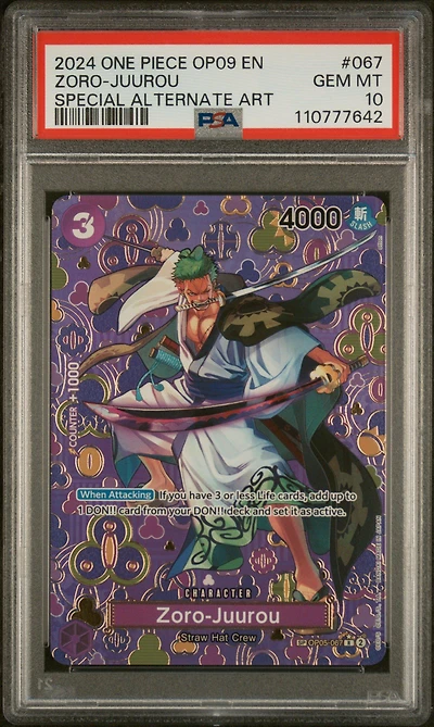 2024 One Piece Op09-emperors In The New World 067 Zoro-juurou Special Alternate Art PSA 10