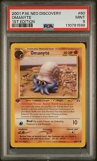 2001 Pokemon Neo Discovery 60 Omanyte 1st Edition PSA
