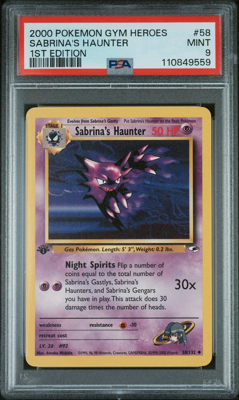 2000 Pokemon Gym Heroes 58 Sabrina's Haunter 1st Edition PSA