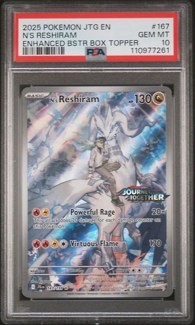 2025 Pokemon Jtg En-journey Together 167 N's Reshiram Enhanced Booster Box Topper PSA