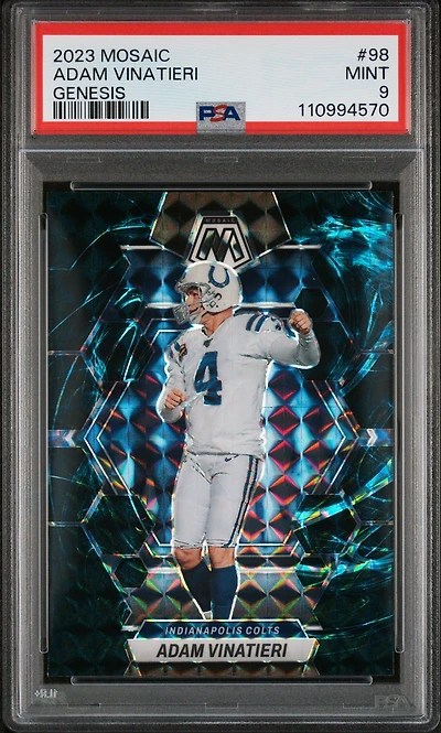 2023 Panini Mosaic 98 Adam Vinatieri Genesis PSA 9