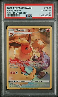 2022 Pokemon Sword & Shield Brilliant Stars Tg01 Full Art/flareon PSA