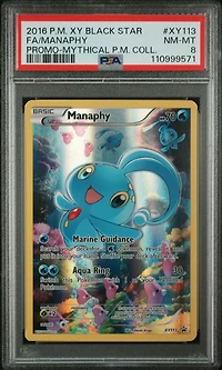 2016 Pokemon Xy Black Star Promo Xy113 Full Art/manaphy Mythical Pokemon Collection PSA 8