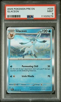 2025 Pokemon Pre En-prismatic Evolutions 025 Glaceon PSA
