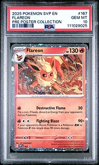 2025 Pokemon Svp En-sv Black Star Promo 167 Flareon Prismatic Evolutions Poster Collection PSA 10